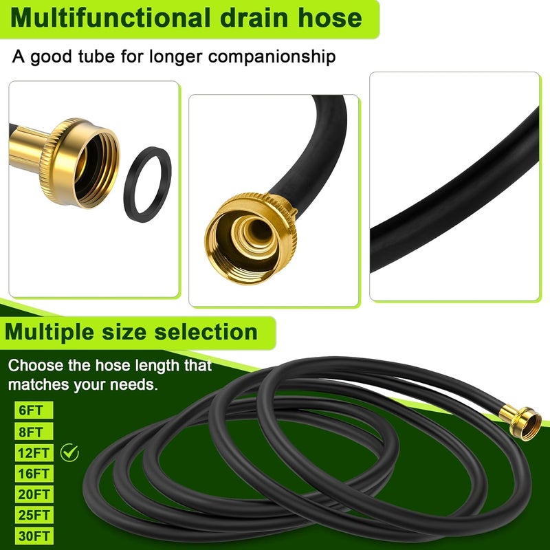 Ebusin 12FT Dehumidifier Drain Hose with 3/4 Inch FHT Connector, Featuring Rust-Resistant Brass Fittings for Leak-Proof Connection, Perfectly Compatible with Most Dehumidifier Brands(7 Length Options) - Image 2